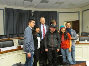 Congressman Jared Huffman with Partnership Scholars Students and mentor, Larry Sawyer